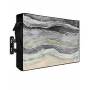 Grey Coastal Outdoor TV Cover 52-55 Inch Weatherproof, Summer Beach Nautical Abstract Art Outdoor TV Covers, Waterproof TV Covers for Outside TV